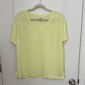 Athletic Works Soft Yellow V-Neck Tee